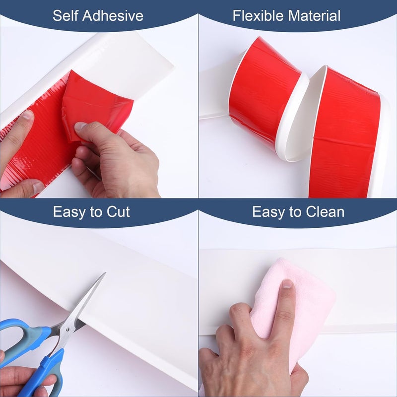 DGSL DSGL Flexible Baseboard Molding Trim, 4 in x 40 Ft Self-Adhesive Vinyl Wall Base,Peel and Stick Rubber Wall Base Moulding Trim (White) - Image 5